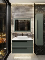 Тумба под раковину со столешницей La Fenice Elba Twin 100 подвесная, серая, столешница белый мрамор