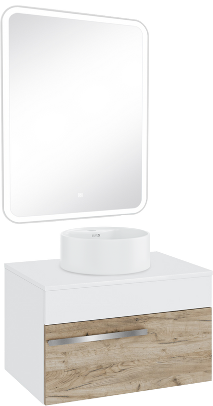 Мебель для ванной комнаты Runo Вудлайн 65 крафтовый дуб, раковина Sole 40