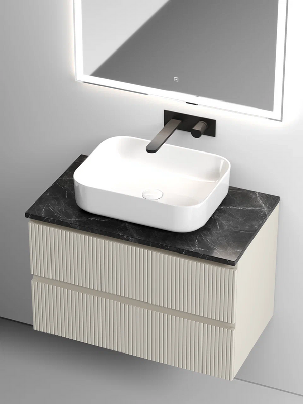 Тумба под раковину со столешницей Sancos Snob T 80 beige soft, столешница черный мрамор