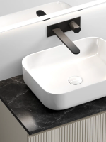 Тумба под раковину со столешницей Sancos Snob T 80 beige soft, столешница черный мрамор