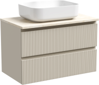 Тумба под раковину со столешницей Sancos Snob T 80 beige soft, столешница черный мрамор