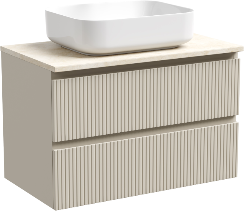 Тумба под раковину со столешницей Sancos Snob T 80 beige soft, столешница черный мрамор