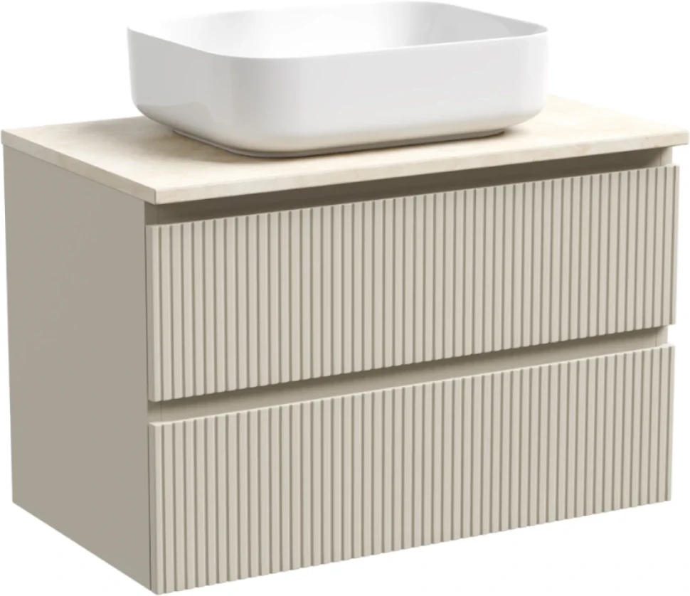 Тумба под раковину со столешницей Sancos Snob T 80 beige soft, столешница черный мрамор