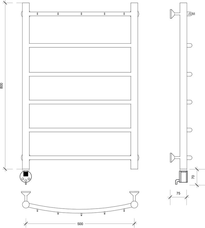 Полотенцесушитель электрический Secado Милан 1 К 80x50 см, подключение слева, графит, лесенка