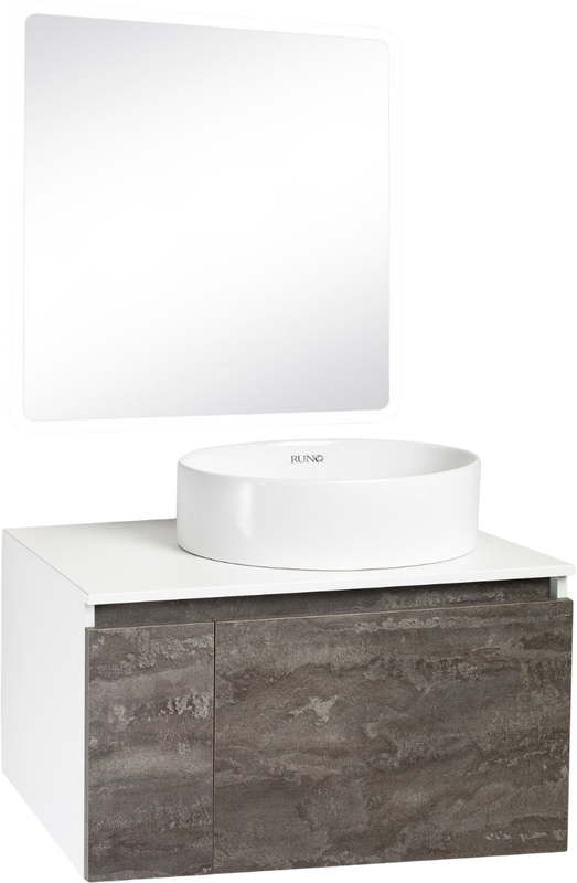 Мебель для ванной комнаты Runo Бари 80 железный камень, раковина Ovale 50