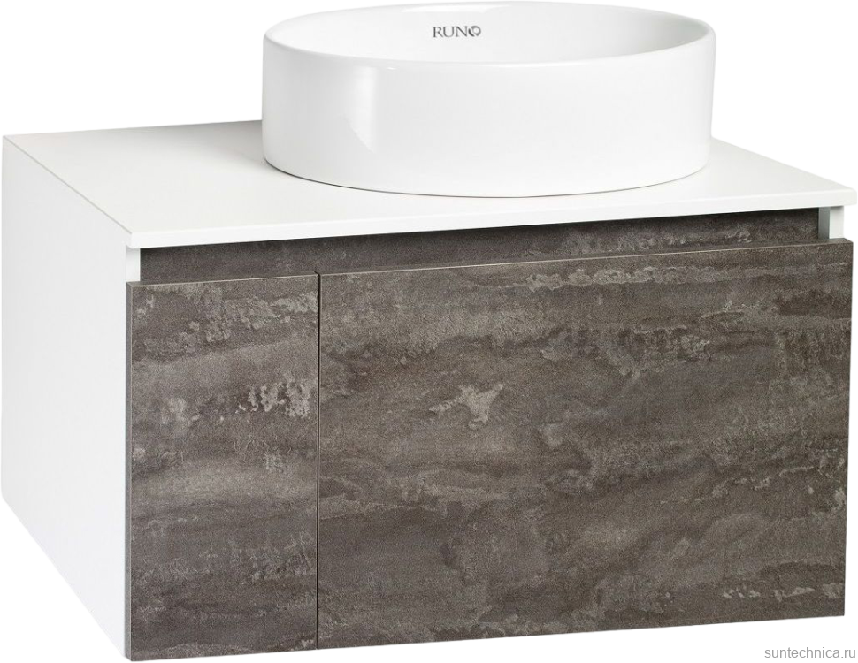 Мебель для ванной комнаты Runo Бари 80 железный камень, раковина Ovale 50