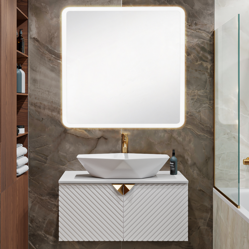 Мебель для ванной комнаты Runo Андорра 85 белая матовая, белый глянец, раковина Poligono 65