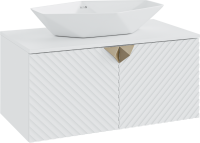 Мебель для ванной комнаты Runo Андорра 85 белая матовая, белый глянец, раковина Poligono 65