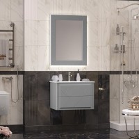 Зеркало Opadiris Луиджи 70 с подсветкой и функцией антизапотевания, серое матовое