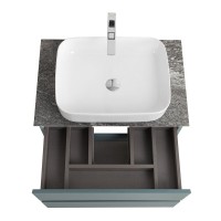 Тумба под раковину со столешницей BelBagno Kraft 60 подвесная, матовая голубая, столешница kep-60-grn