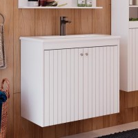 Тумба с раковиной Lemark Romance 80 белая глянцевая