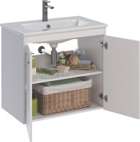 Тумба с раковиной Lemark Romance 80 белая глянцевая