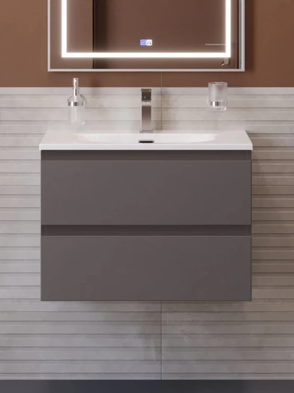 Тумба с раковиной BelBagno Kraft 39 70 подвесная, матовая темно-серая, раковина bb-8099-3-70