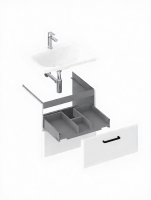 Тумба под раковину без столешницы Ravak Balance II SD 80 глянцевая белая, ручки черные