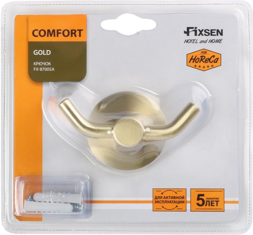 Крючок Fixsen Comfort Gold FX-87005A двойной, золото сатин