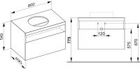 Тумба с раковиной Keuco Stageline 32863 80 см, вулканит