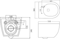 Комплект Унитаз подвесной Cezares Stylus-tor CZR-6601-TH-TOR безободковый, крышка CZR2316SC, инсталляция BB002-80 с кнопкой BB005-PR-CHROME