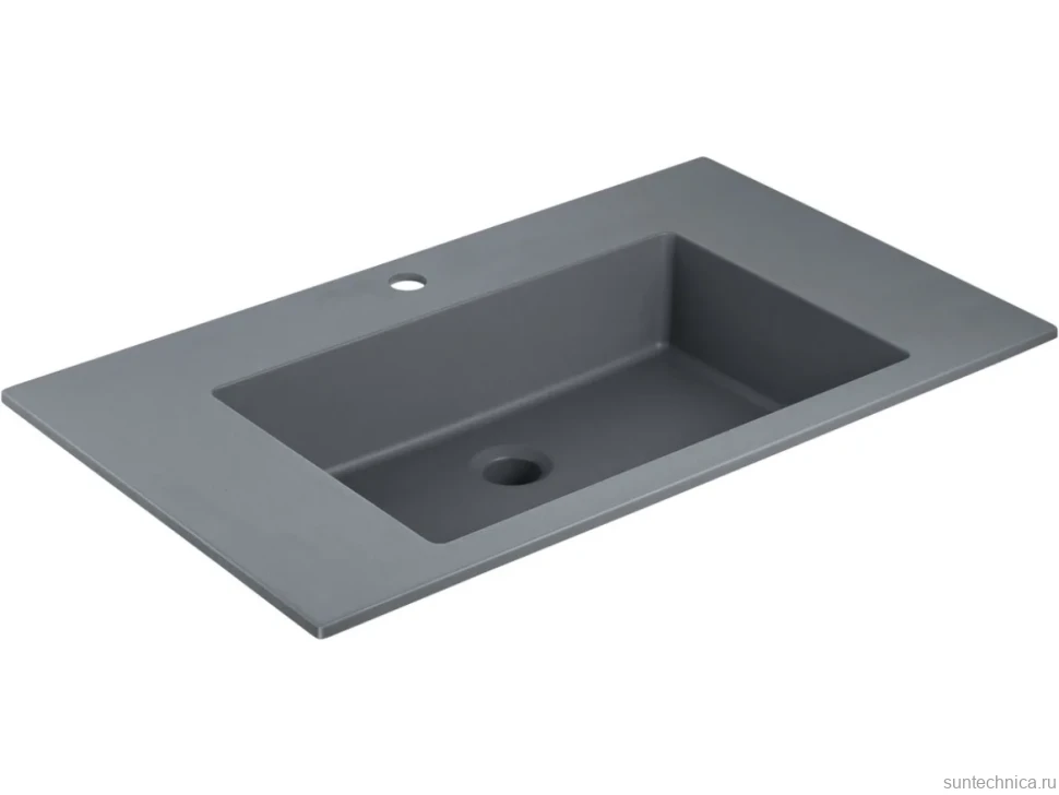 Тумба с раковиной Vincea Chiara 2D 80, 2 ящика, дуб табак, с серой раковиной