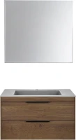 Тумба с раковиной Vincea Chiara 2D 80, 2 ящика, дуб табак, с серой раковиной