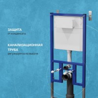 Комплект Унитаз подвесной DIWO Сочи 7508N003-0079 безободковый + Крышка Yakut 0344 быстросъемное, с микролифтом + Инсталляция + Кнопка 7310 белая