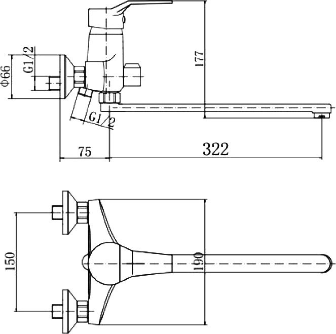 Смеситель с длинным изливом для ванны Fashun A2263 хром