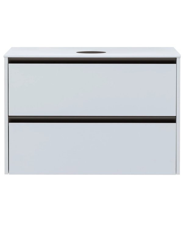 Тумба под раковину со столешницей Allen Brau Activity 120 с подсветкой, матовый белый, олива браш, столешница белая