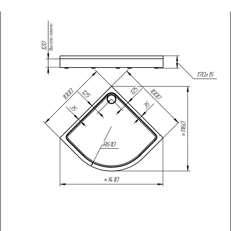 Поддон для душа Radomir Берген RD 100x100 см, слив хром