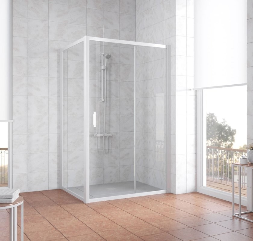 Душевой уголок Vegas Glass ZP+ZPV 120*70 01 01 профиль белый, стекло прозрачное