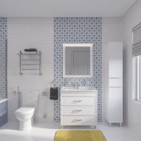 Мебель для ванной комнаты STWORKI Хальмстад 80 белая, в современном стиле (комплект, гарнитур)