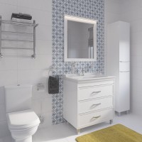 Мебель для ванной комнаты STWORKI Хальмстад 80 белая, в современном стиле (комплект, гарнитур)