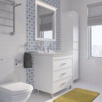 Мебель для ванной комнаты STWORKI Хальмстад 80 белая, в современном стиле (комплект, гарнитур)