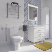 Мебель для ванной комнаты STWORKI Хальмстад 80 белая, в современном стиле (комплект, гарнитур)
