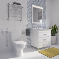 Мебель для ванной комнаты STWORKI Хальмстад 80 белая, в современном стиле (комплект, гарнитур)