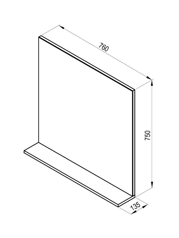 Зеркало Ravak Rosa II 76 глянцевое белое, с полкой