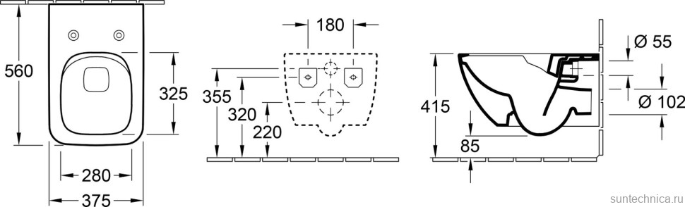 Комплект Унитаз подвесной Villeroy & Boch Venticello 4611RL01 безободковый, альпийский белый + Инсталляция + Кнопка Viconnect 92218068 белая