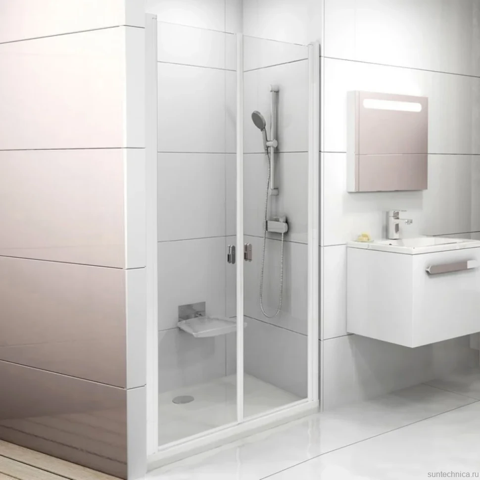 Душевая дверь в нишу Ravak Chrome CSDL2-90 Transparent, профиль белый