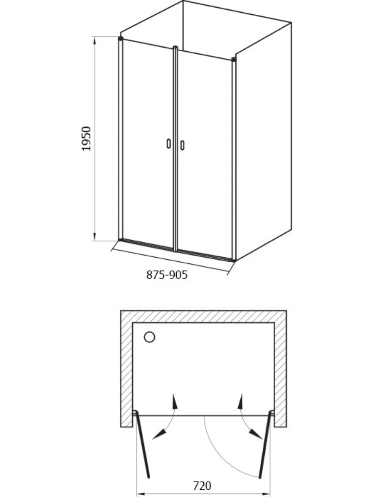 Душевая дверь в нишу Ravak Chrome CSDL2-90 Transparent, профиль белый