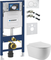 Комплект Унитаз подвесной Vincea Evo + Крепления Geberit Duofix 111.815.00.1 к стене + Звукоизоляция + Инсталляция UP 320 111.300.00.5 + Кнопка Sigma 01 115.770.11.5 белая