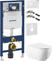 Комплект Унитаз подвесной Vincea Evo + Крепления Geberit Duofix 111.815.00.1 к стене + Звукоизоляция + Инсталляция UP 320 111.300.00.5 + Кнопка Sigma 01 115.770.11.5 белая