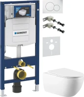 Комплект Унитаз подвесной Vincea Evo + Крепления Geberit Duofix 111.815.00.1 к стене + Звукоизоляция + Инсталляция UP 320 111.300.00.5 + Кнопка Sigma 01 115.770.11.5 белая