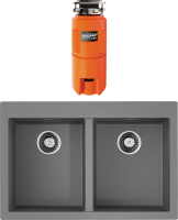 Комплект Мойка Omoikiri Bosen 80-2-GR leningrad grey + Измельчитель Nagare slim 1250