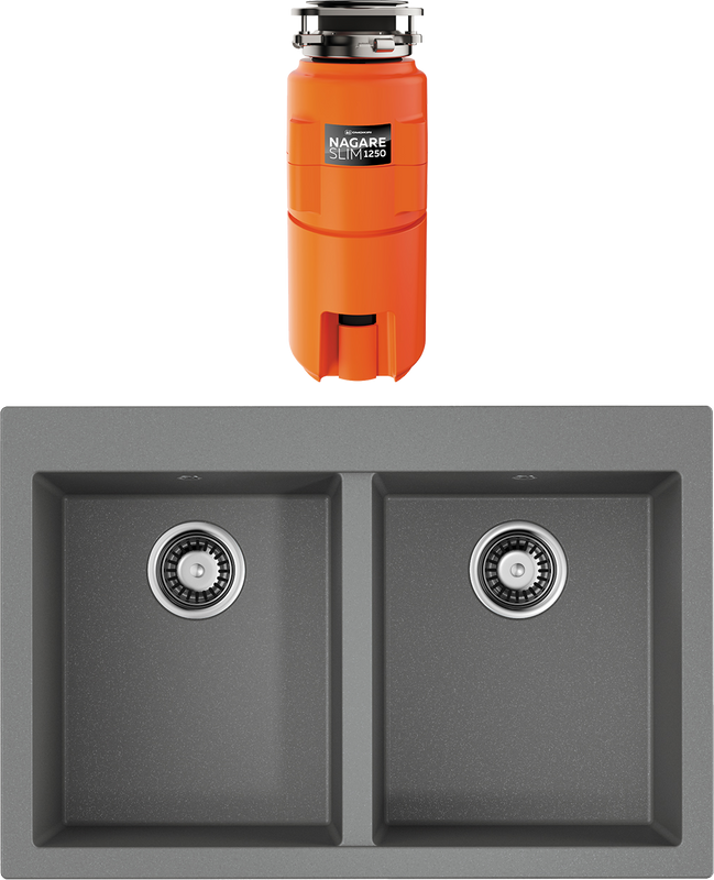 Комплект Мойка Omoikiri Bosen 80-2-GR leningrad grey + Измельчитель Nagare slim 1250