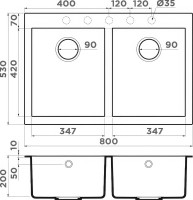 Комплект Мойка Omoikiri Bosen 80-2-GR leningrad grey + Измельчитель Nagare slim 1250