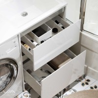Тумба с раковиной Alavann Soft Silver 120 R под стиральную машину, белая