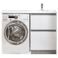 Тумба с раковиной Alavann Soft Silver 120 R под стиральную машину, белая