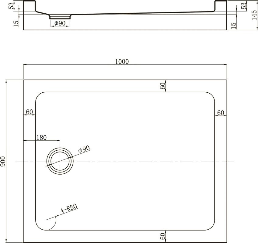 Поддон для душа Veconi Tezeo acrylic TZ-54 100x90, белый
