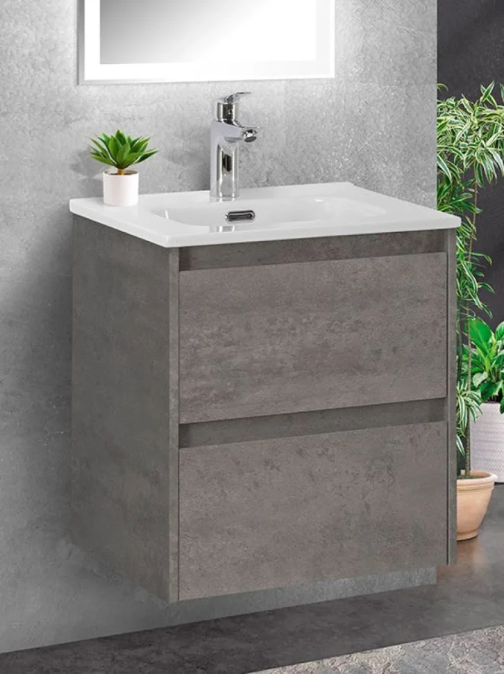 Тумба с раковиной BelBagno Kraft 50 подвесная, 2 ящика, cemento grigio