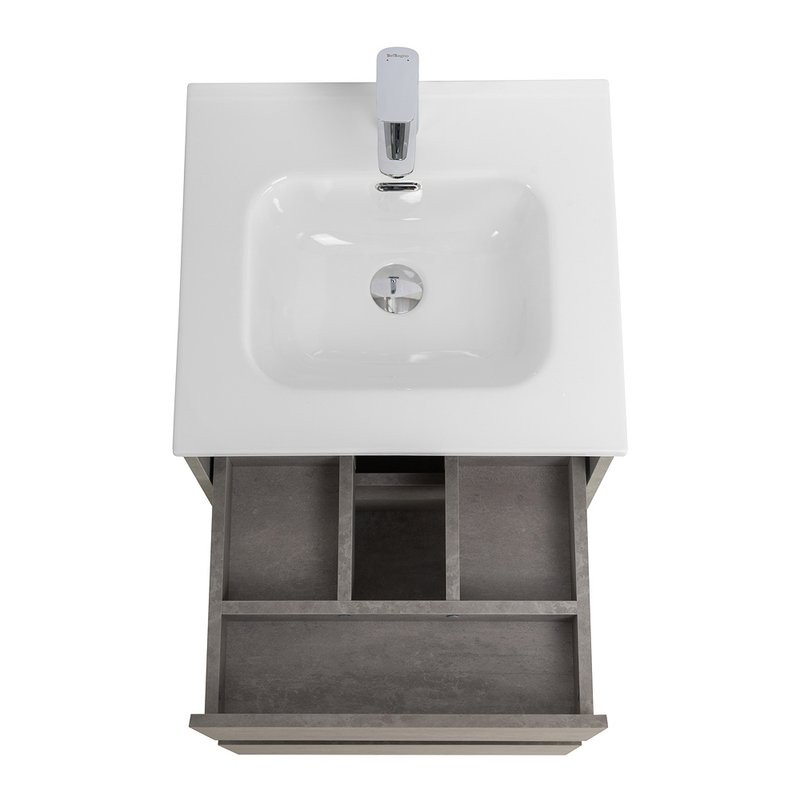 Тумба с раковиной BelBagno Kraft 50 подвесная, 2 ящика, cemento grigio