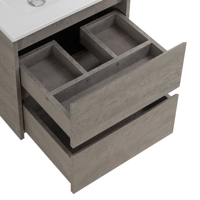Тумба с раковиной BelBagno Kraft 50 подвесная, 2 ящика, cemento grigio
