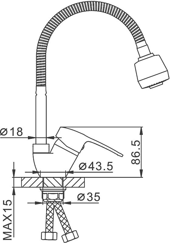 Смеситель для кухни Frap H701 F43701-B с гибким изливом